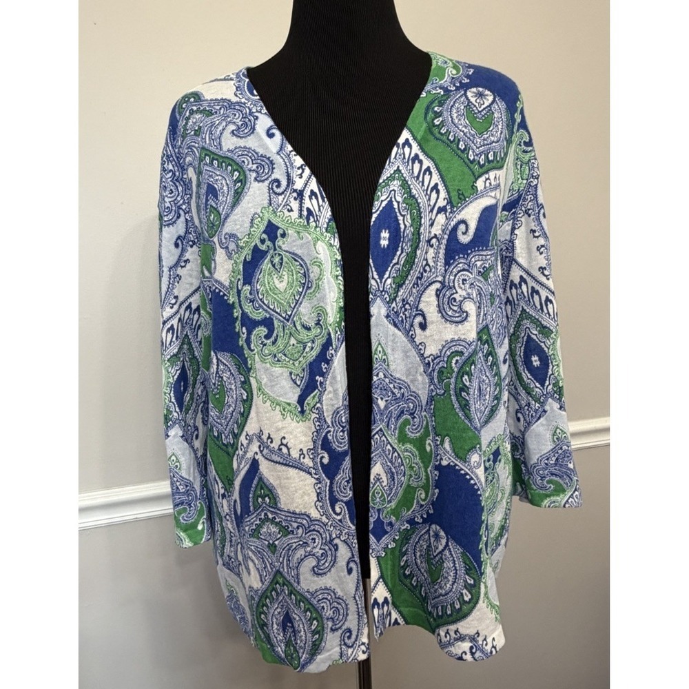 Chico's Linen Blend Cardigan Womens Size 3 XL 16/18 - Picture 2 of 7